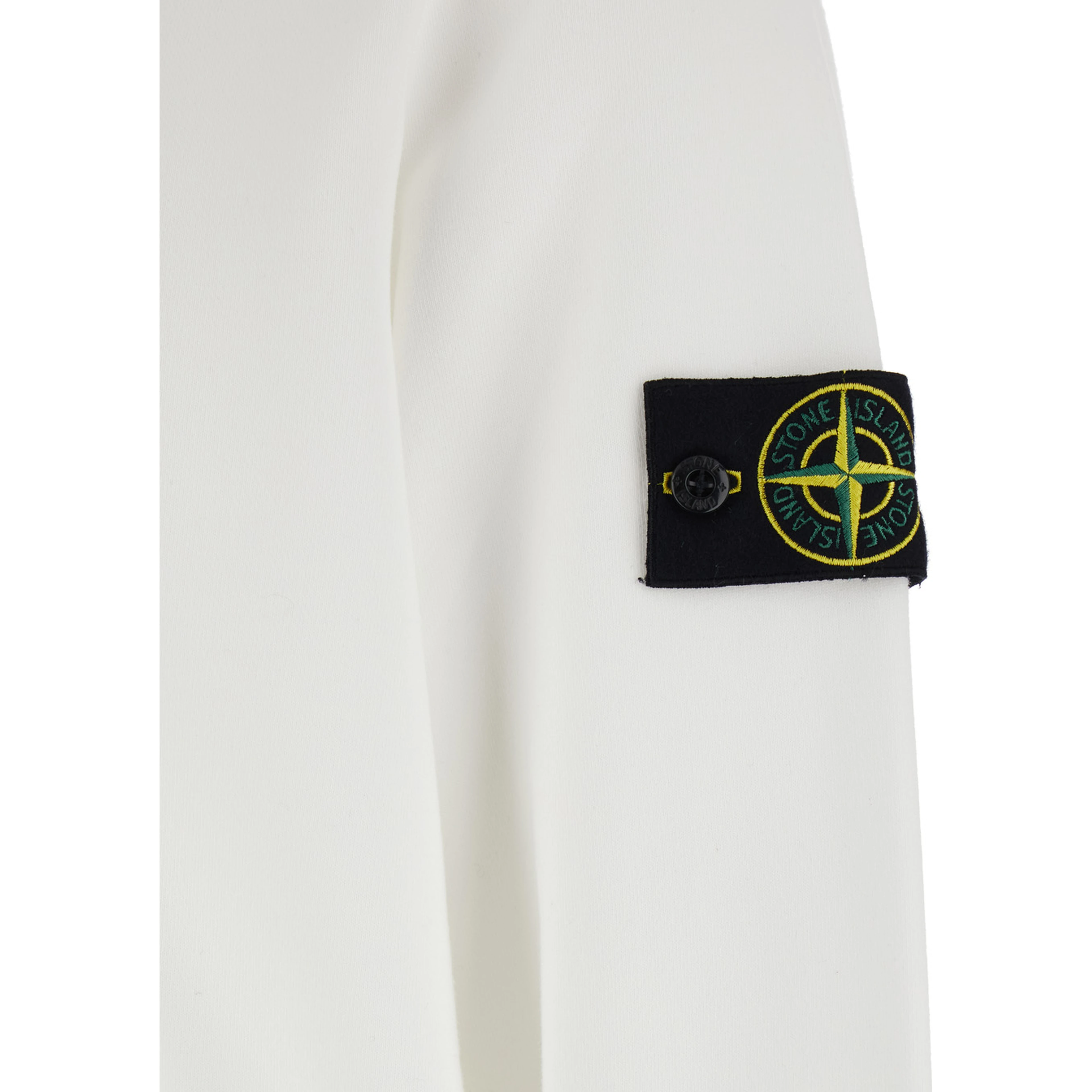 White Crewneck Sweatshirt with Logo Patch on the Sleeve in Cotton Man