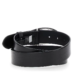 حزام أسود من الجلد للنساء من ماركة 1DR، مزود بإبزيم يحمل شعار الماركة