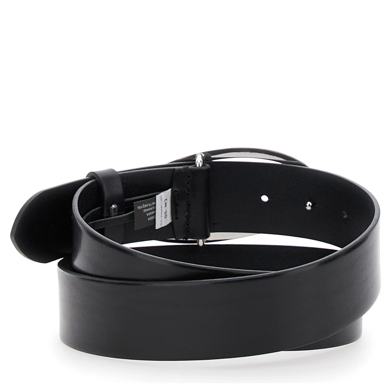 1DR Black Belt with Logo Buckle in Leather Woman