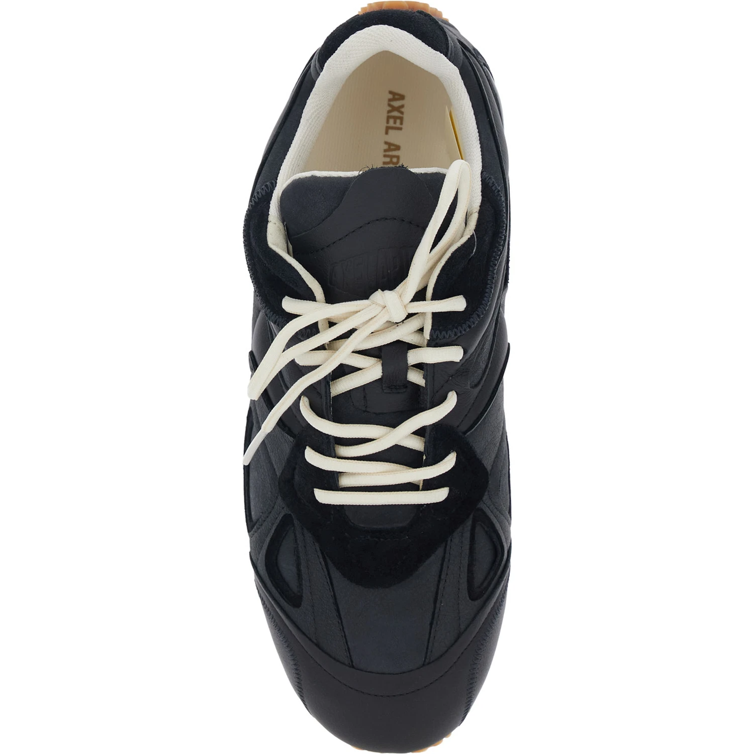 Slow Runner Black Sneaker with Insert Design and Grooved Sole in Leather and Suede Man