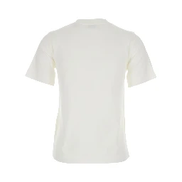 White T-Shirt with Logo Patch with Check Motif on the Front in Cotton Woman