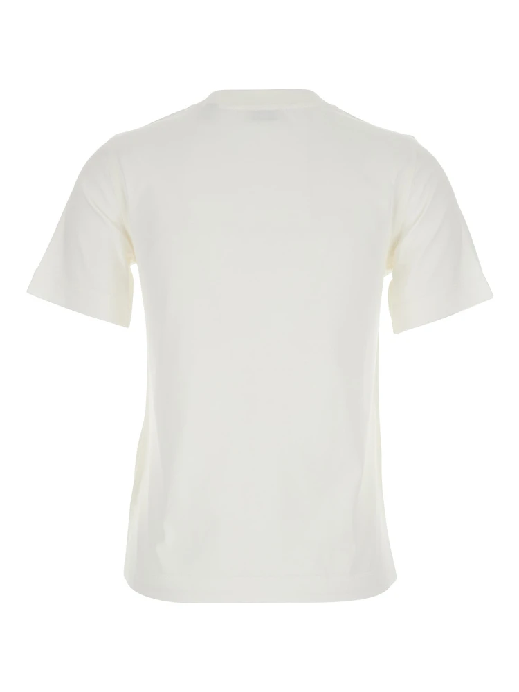 White T-Shirt with Logo Patch with Check Motif on the Front in Cotton Woman alternative