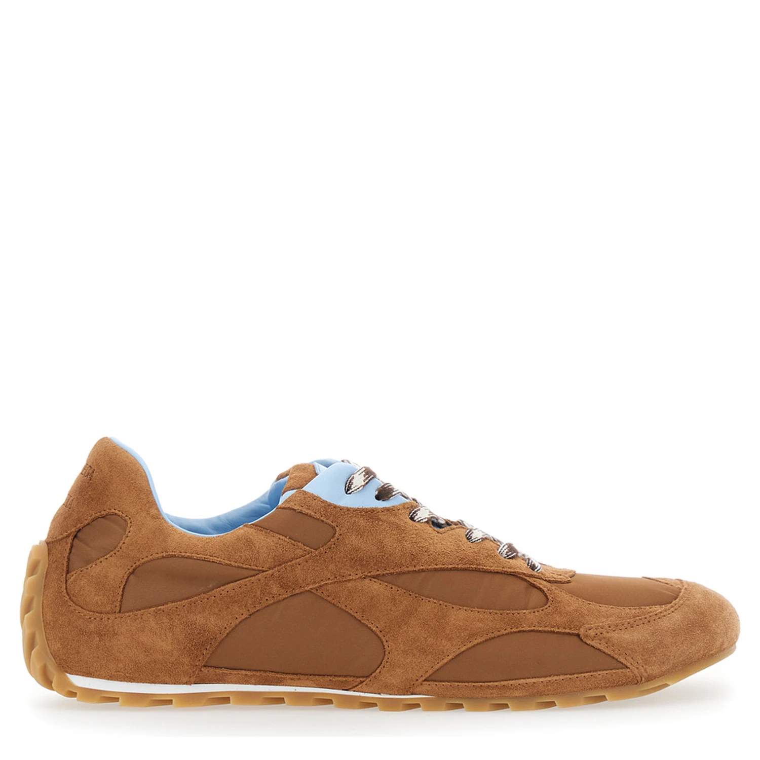 Orbit Brown Sneaker with Logo Lettering Detail on the Heel in Suede and Fabric Man