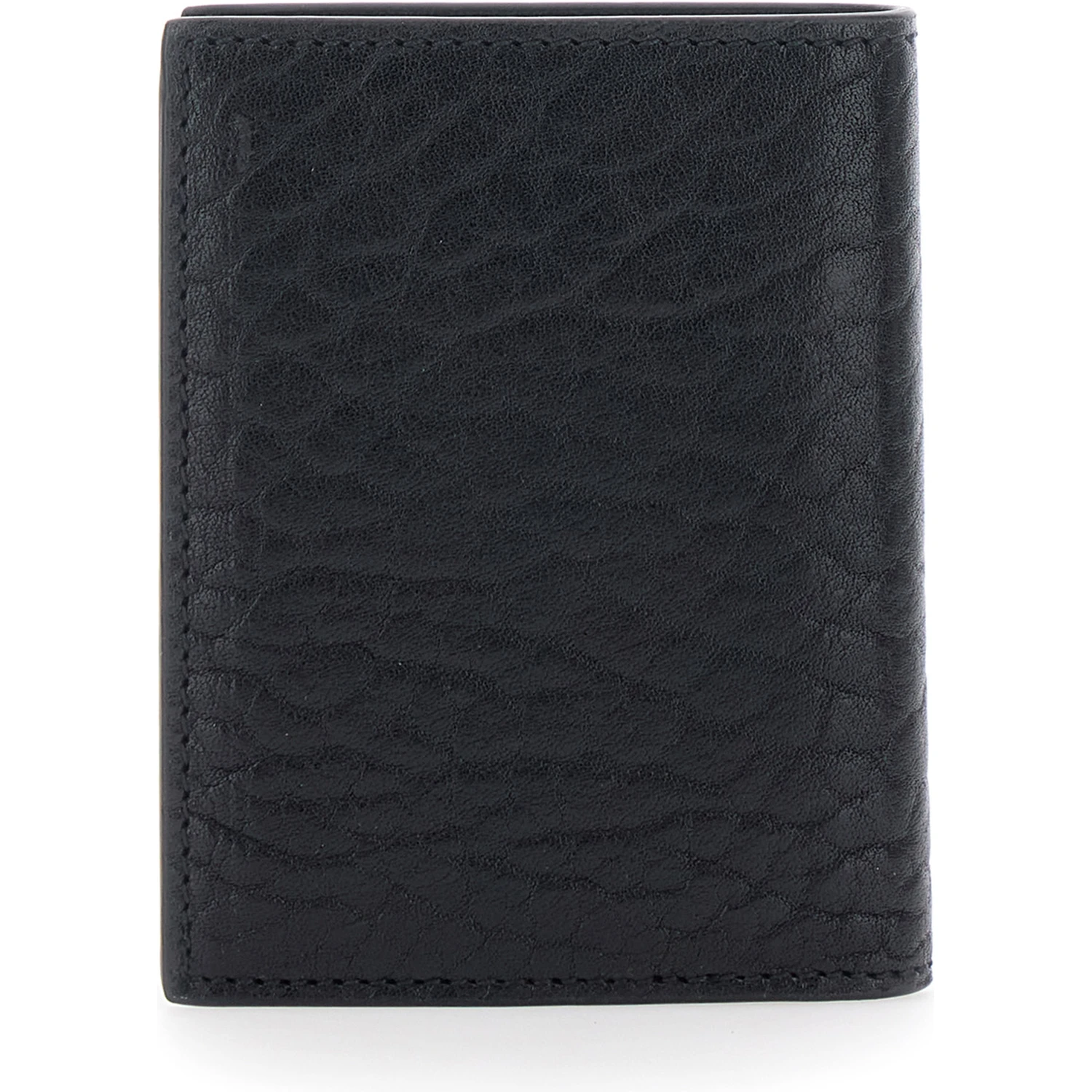 Black Bi-Fold Wallet with Gancini Plaque on the Front in Leather Man