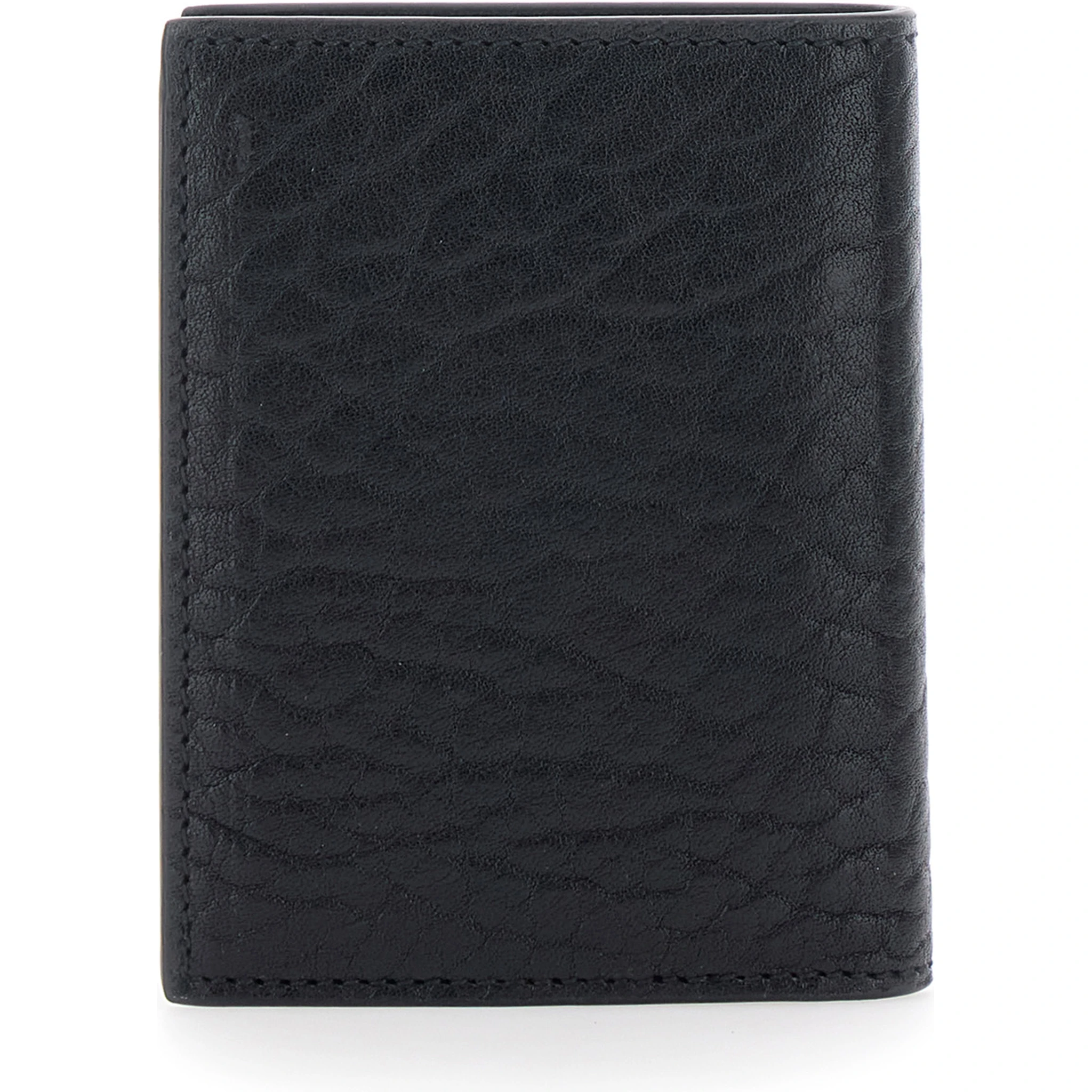 Black Bi-Fold Wallet with Gancini Plaque on the Front in Leather Man