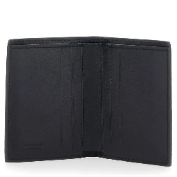 Black Bi-Fold Wallet with Gancini Plaque on the Front in Leather Man