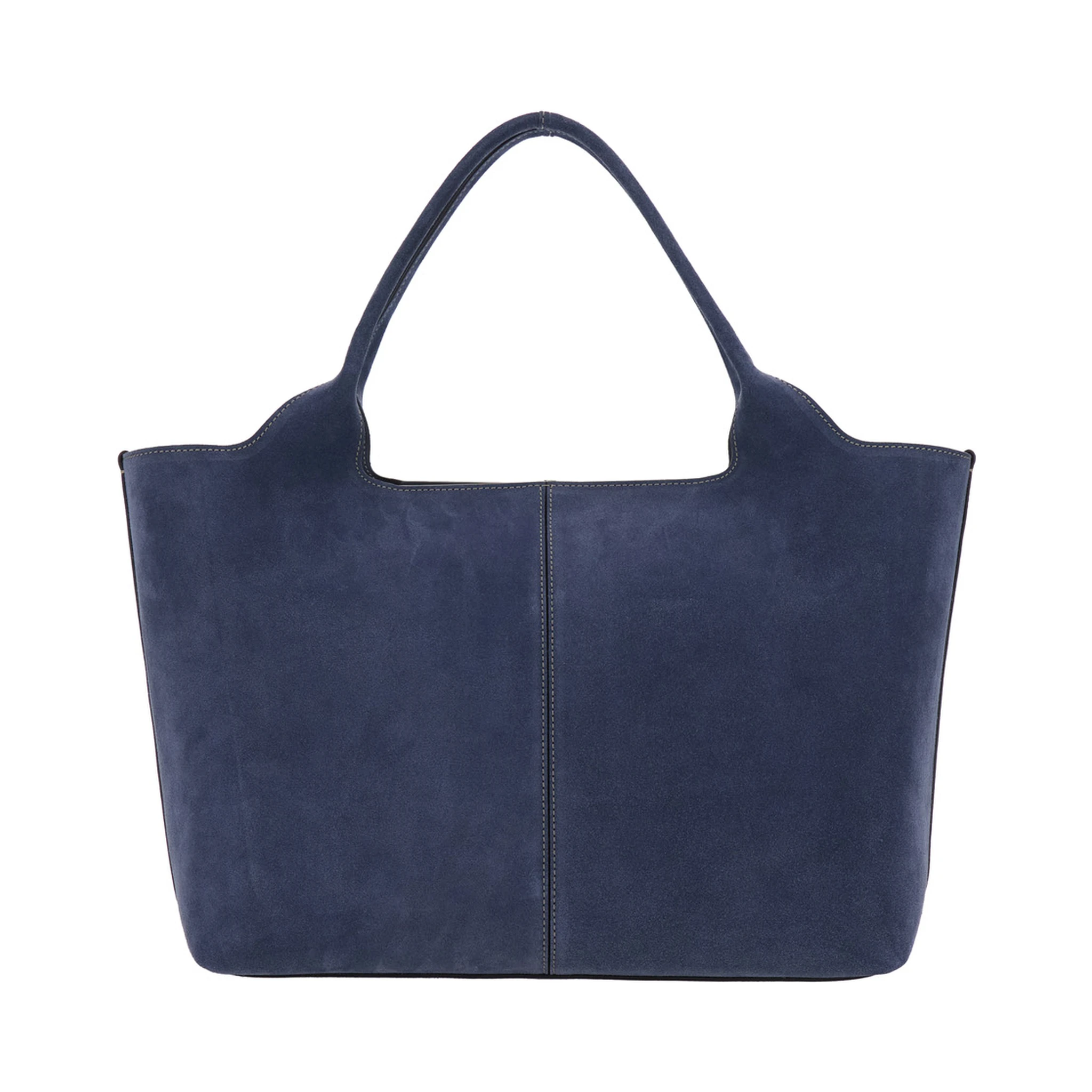 Ebr Blue Tote Bag with Logo Plaque on the Front and Contrasting Stitching in Suede Woman