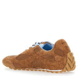 Orbit Brown Sneaker with Logo Lettering Detail on the Heel in Suede and Fabric Man