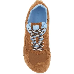 Orbit Brown Sneaker with Logo Lettering Detail on the Heel in Suede and Fabric Man