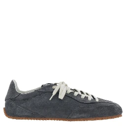 Daze Runner Grey Sneaker with Logo on the Tongue and Grooved Sole in Suede Man