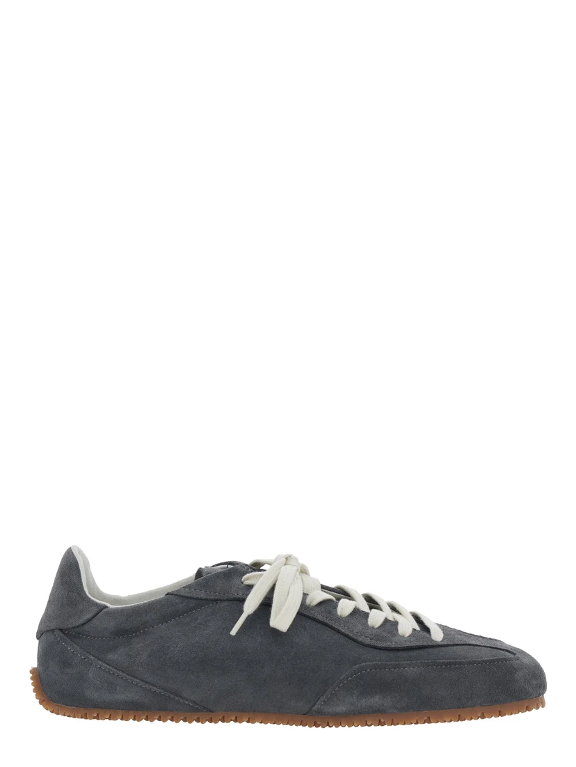 Daze Runner Grey Sneaker with Logo on the Tongue and Grooved Sole in Suede Man