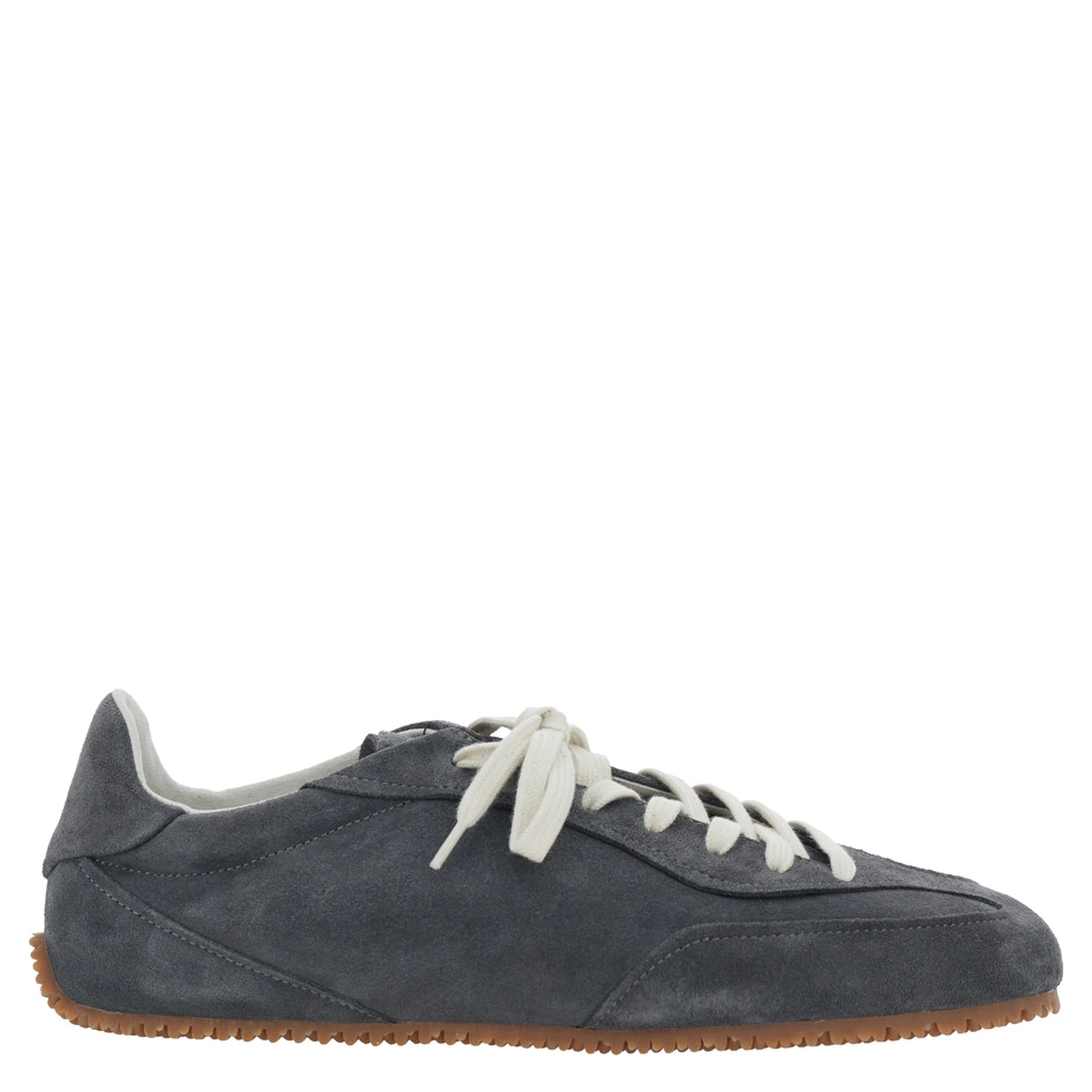 Daze Runner Grey Sneaker with Logo on the Tongue and Grooved Sole in Suede Man