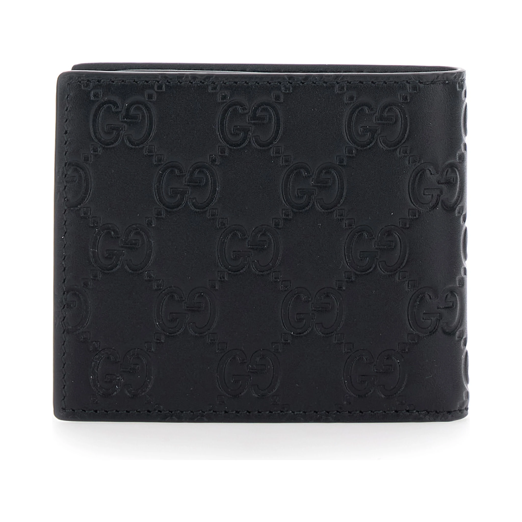 Emblem Black BI-Fold Wallet with Embossed GG Motif in Leather Man