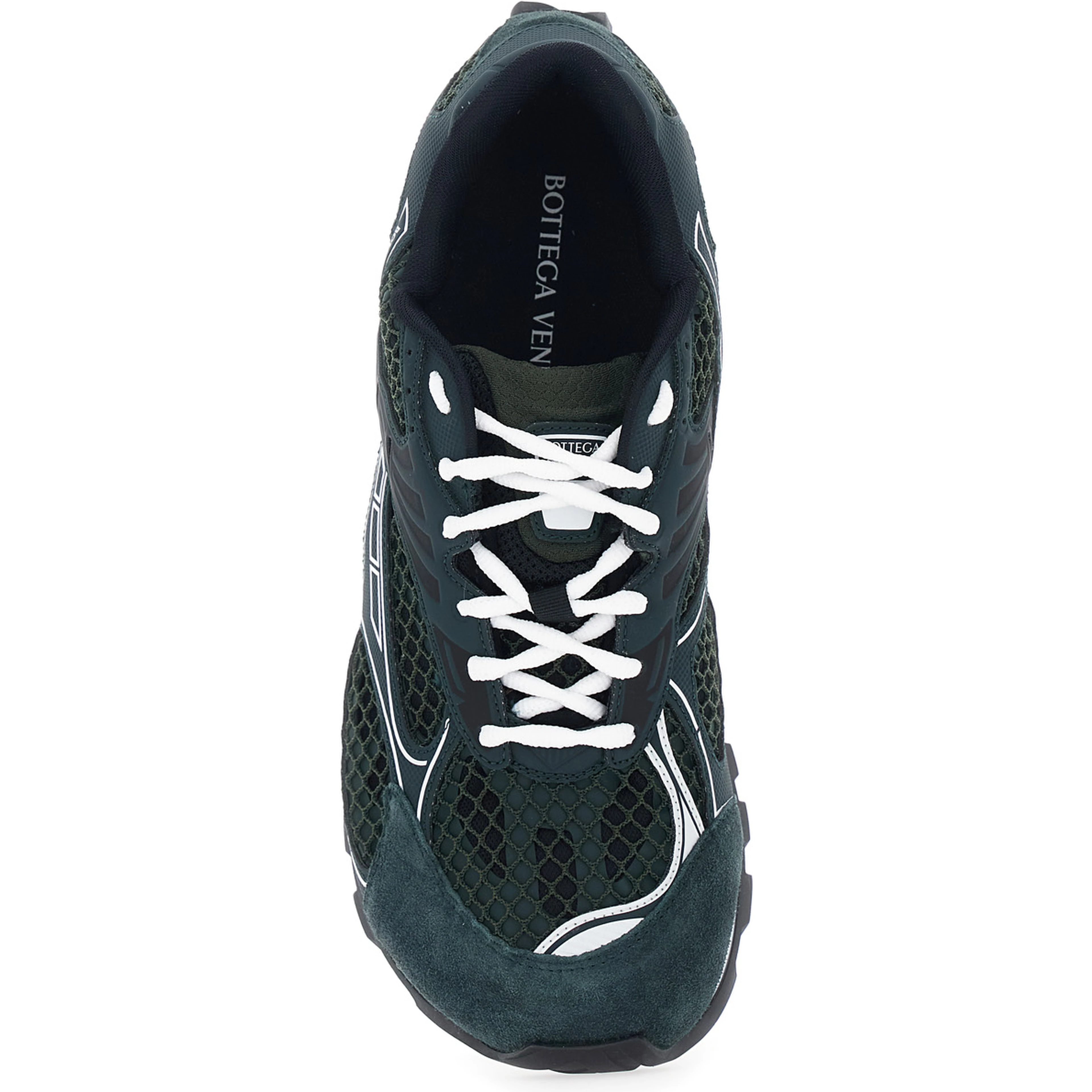 Orbit Green Sneaker with Logo Lettering Detail in Suede and Tech Fabric Man