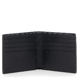 Emblem Black BI-Fold Wallet with Embossed GG Motif in Leather Man