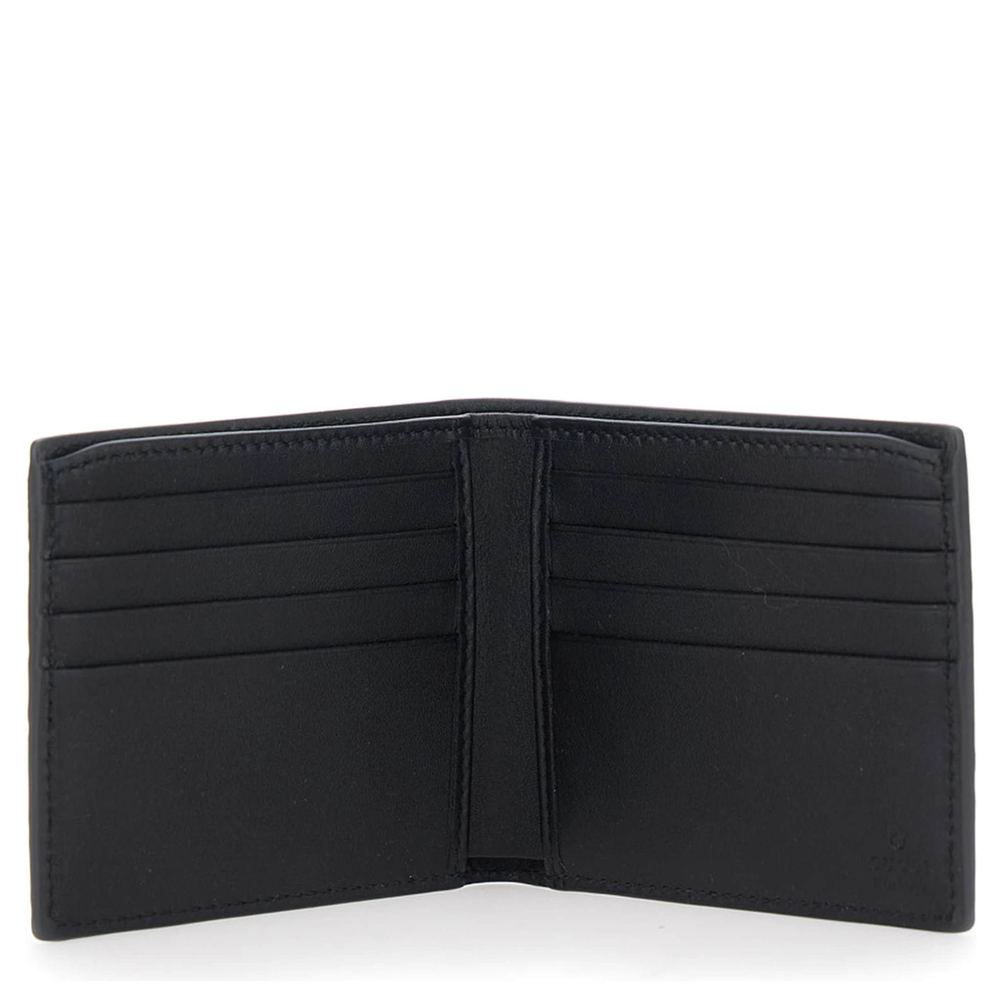 Emblem Black BI-Fold Wallet with Embossed GG Motif in Leather Man