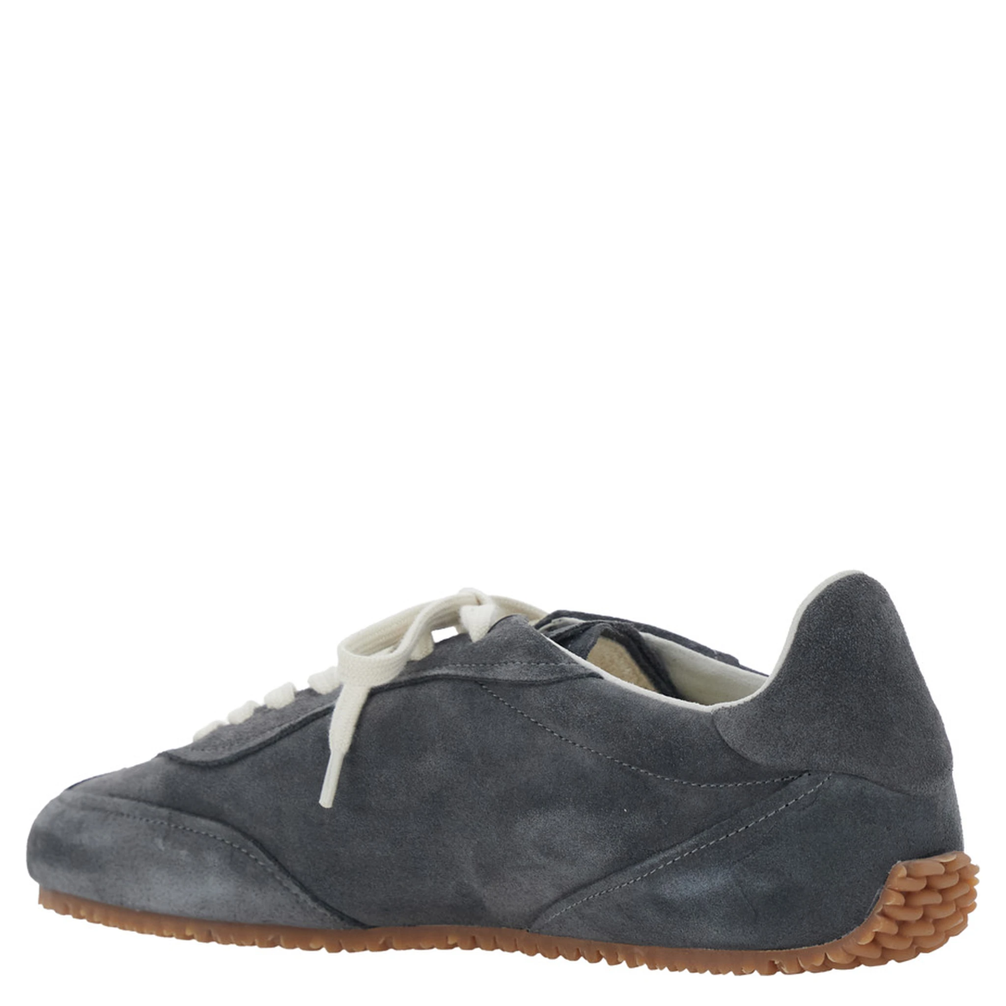 Daze Runner Grey Sneaker with Logo on the Tongue and Grooved Sole in Suede Man