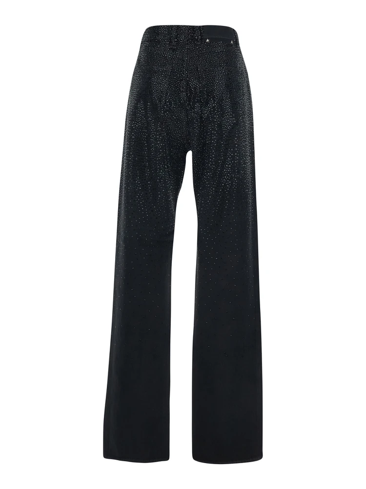 Black Jeans with Belt Loops and All-Over Crystal Embellishments in Denim Woman alternative