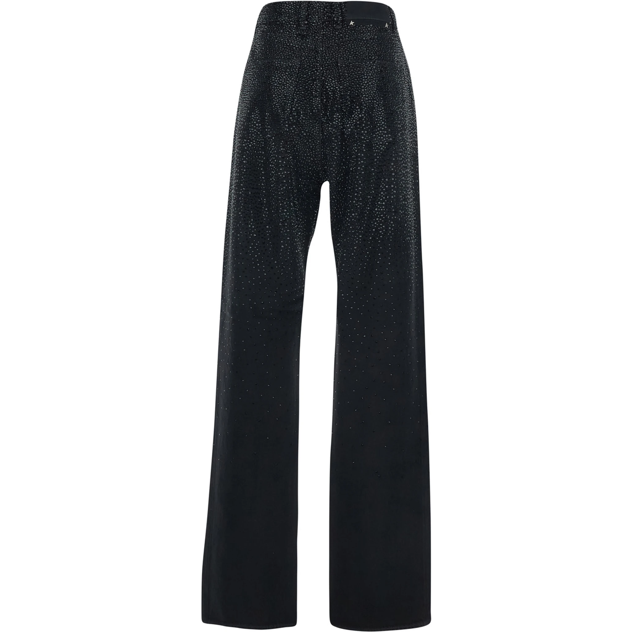 Black Jeans with Belt Loops and All-Over Crystal Embellishments in Denim Woman