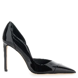 Brigitte Black Pumps with Thin Heel in Shiny Leather woman