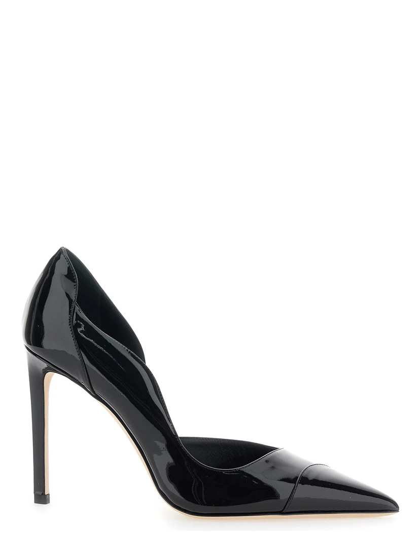 Brigitte Black Pumps with Thin Heel in Shiny Leather woman