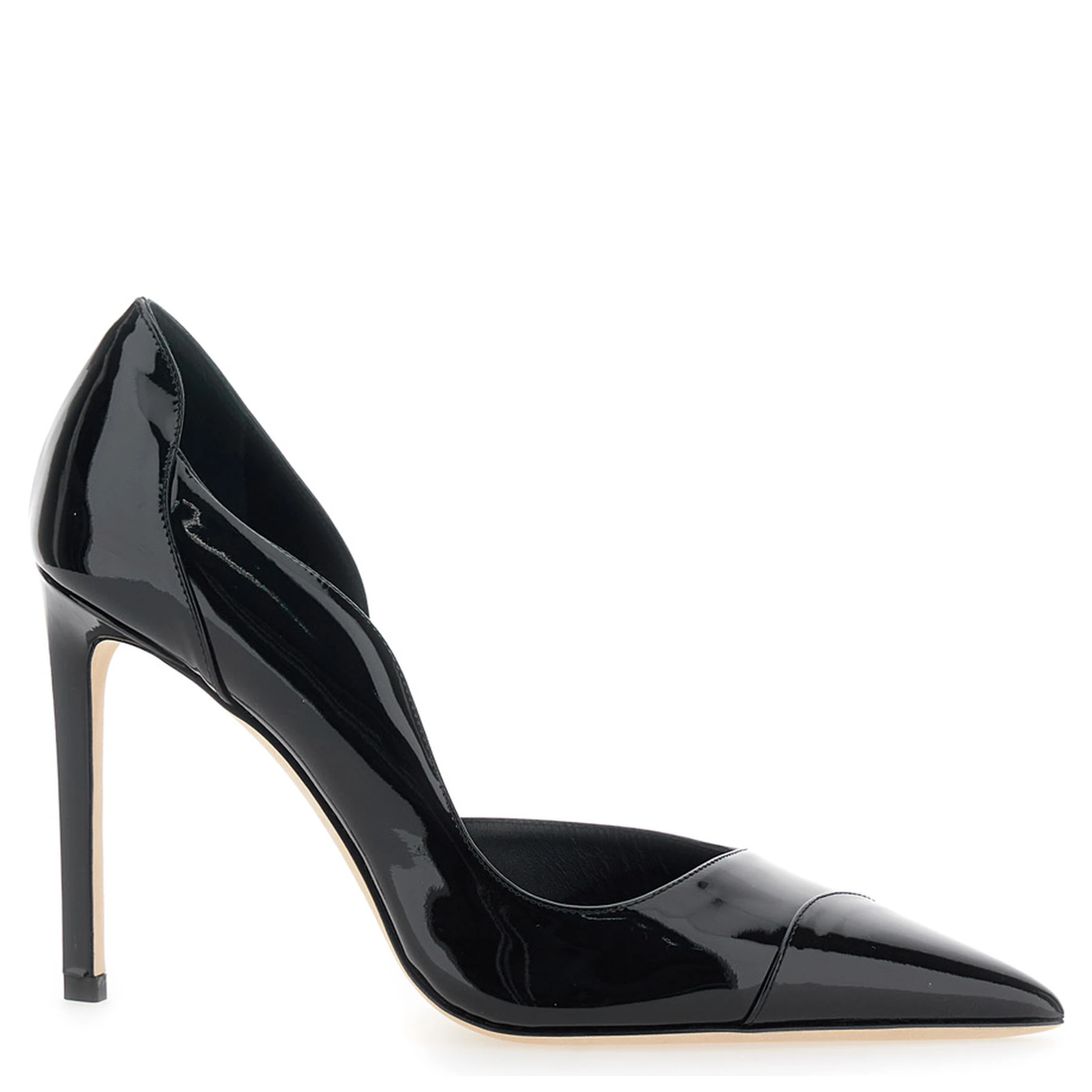 Brigitte Black Pumps with Thin Heel in Shiny Leather woman