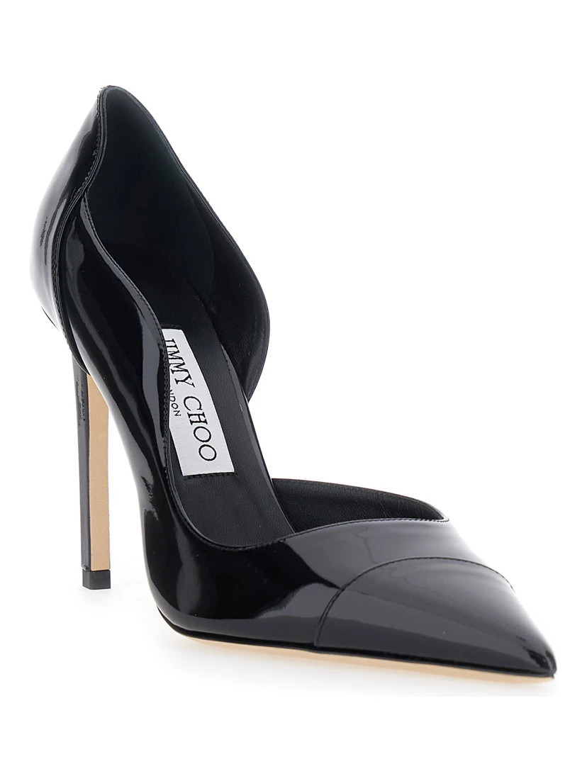 Brigitte Black Pumps with Thin Heel in Shiny Leather woman