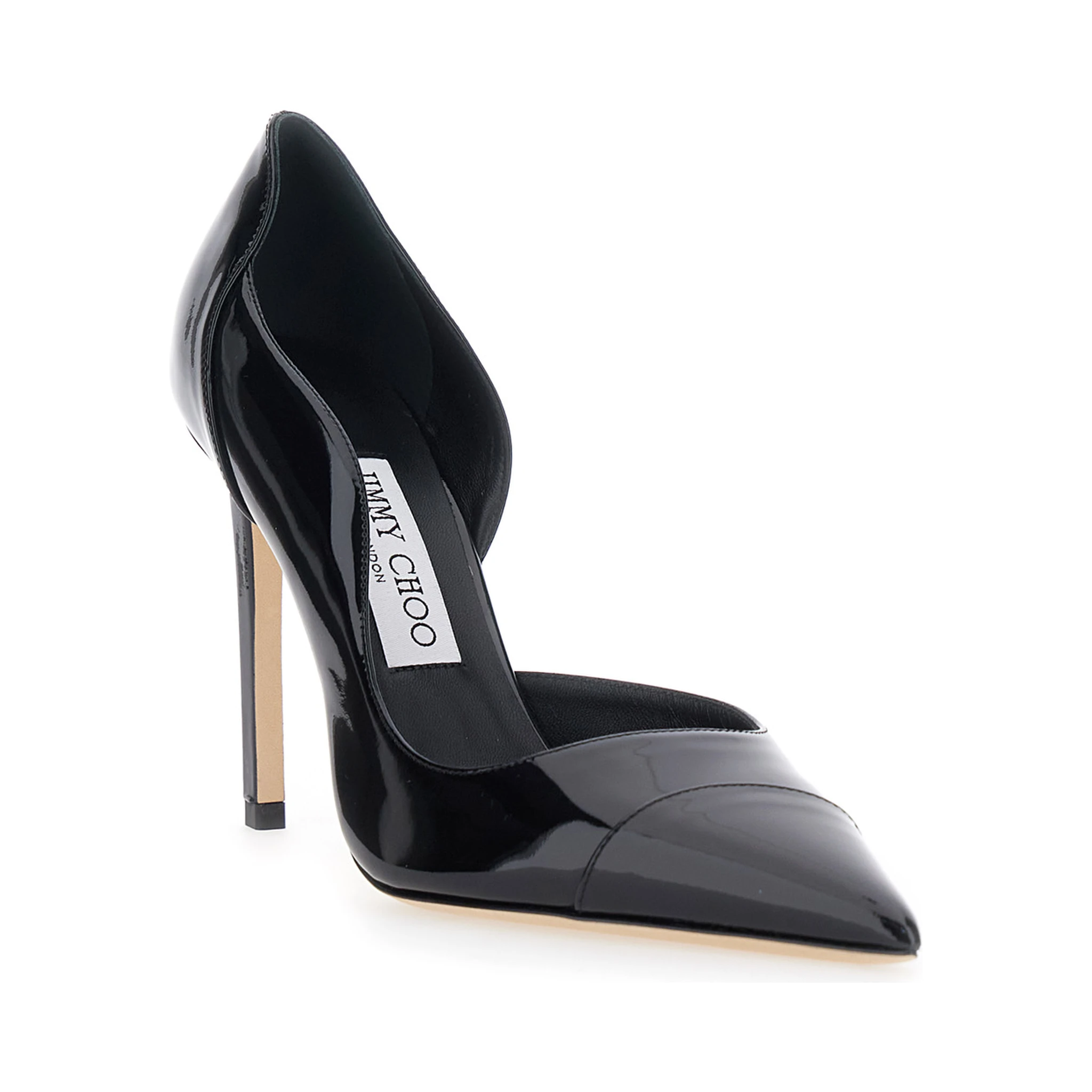 Brigitte Black Pumps with Thin Heel in Shiny Leather woman