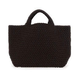 St Barths Brown Handbag with Braided Design and Removable Pouch on the Inside in Ecoleather Woman