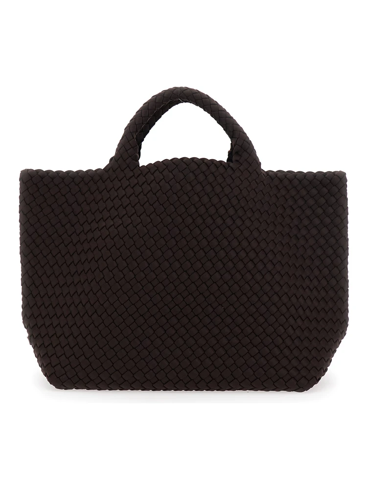 St Barths Brown Handbag with Braided Design and Removable Pouch on the Inside in Ecoleather Woman