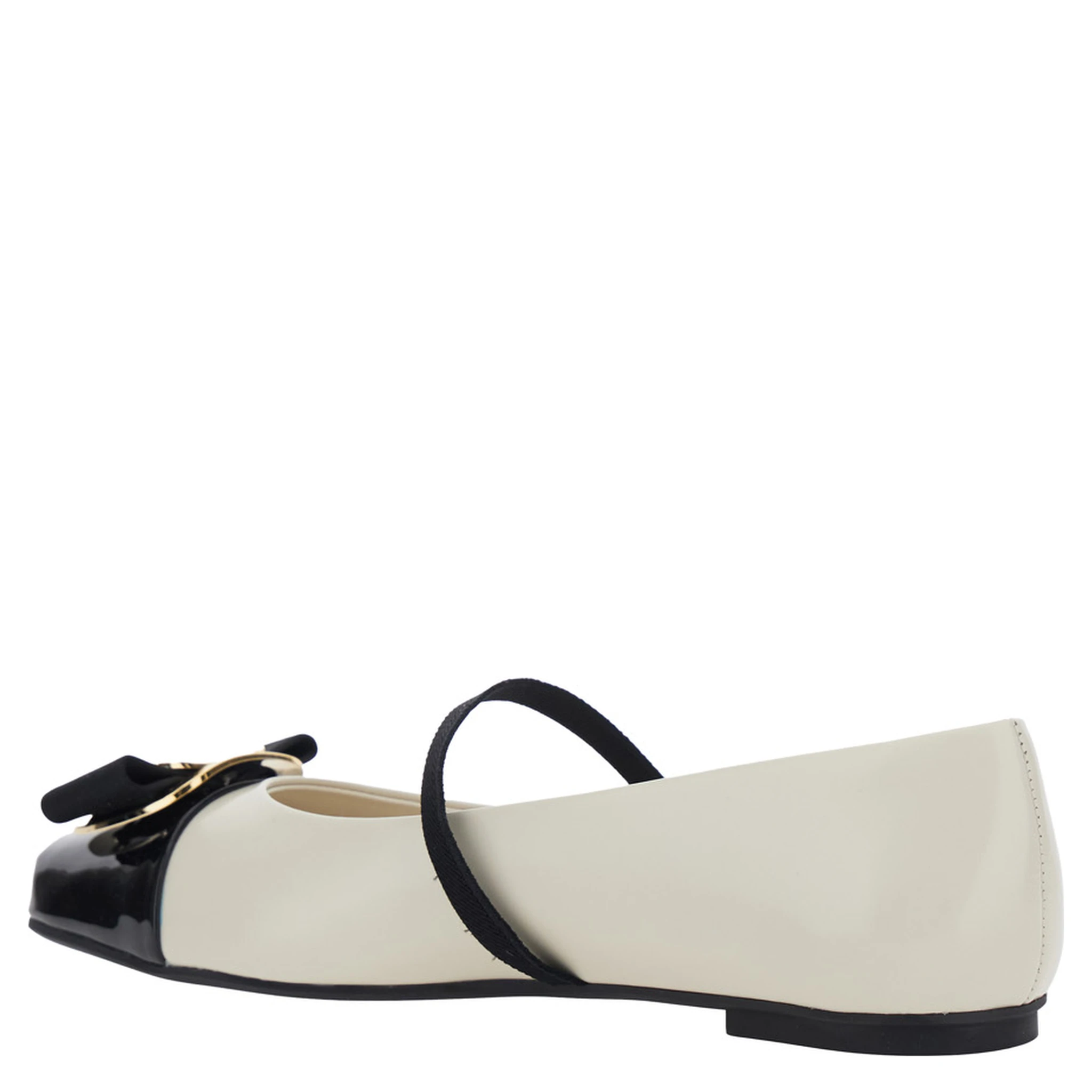 Zina White Ballet Flats with Band and Knot Detail with Logo on the Front in Leather Woman