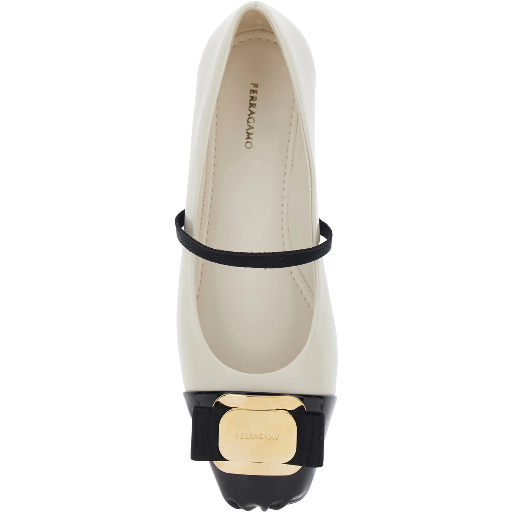Zina White Ballet Flats with Band and Knot Detail with Logo on the Front in Leather Woman