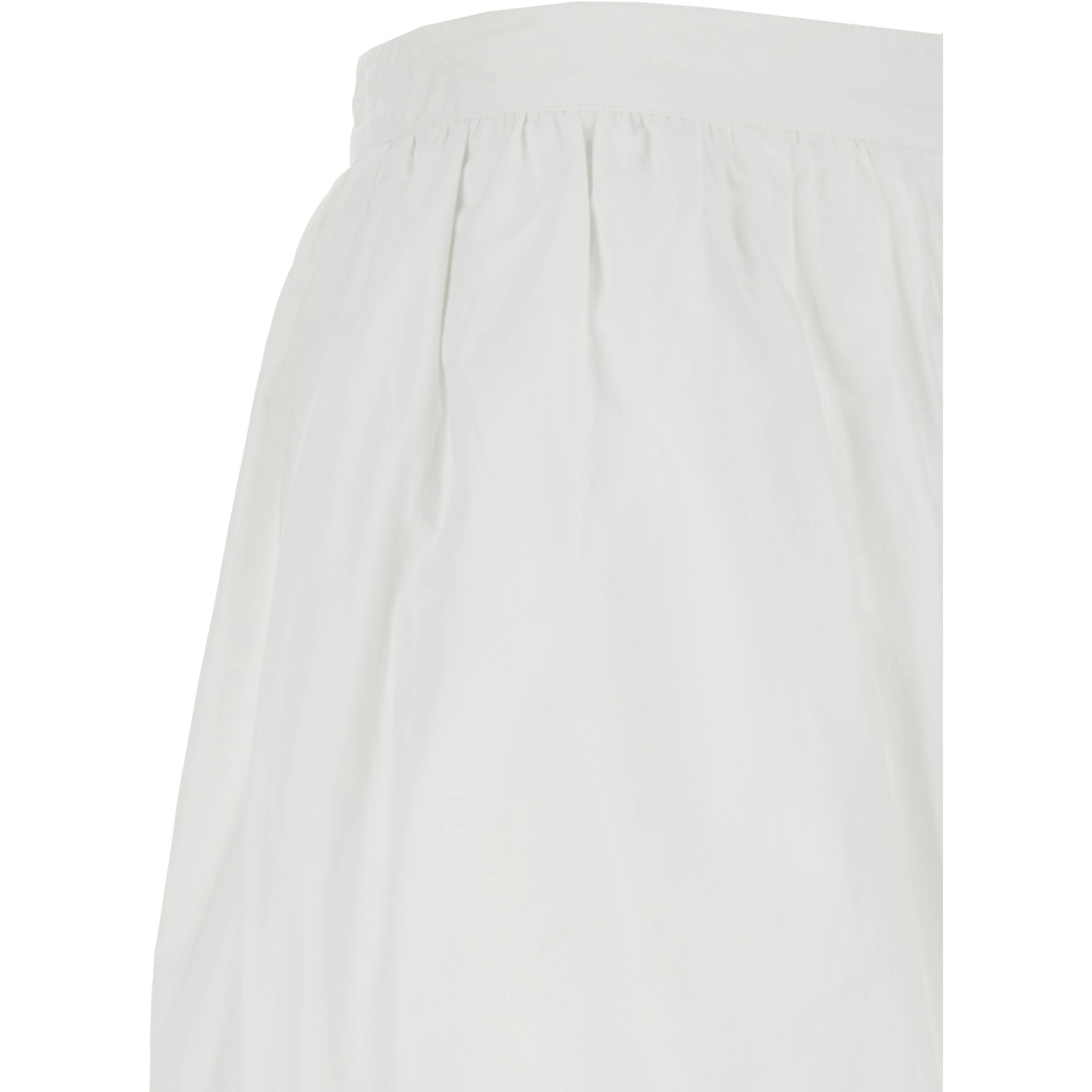White Crop Pants with Elastic Waist and Balloon Design in Cotton Woman