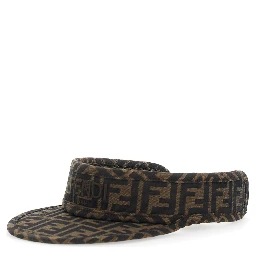 FF Visor with All-Over FF Motif and Logo Lettering on the Front in Brown Cotton Blend for Kids