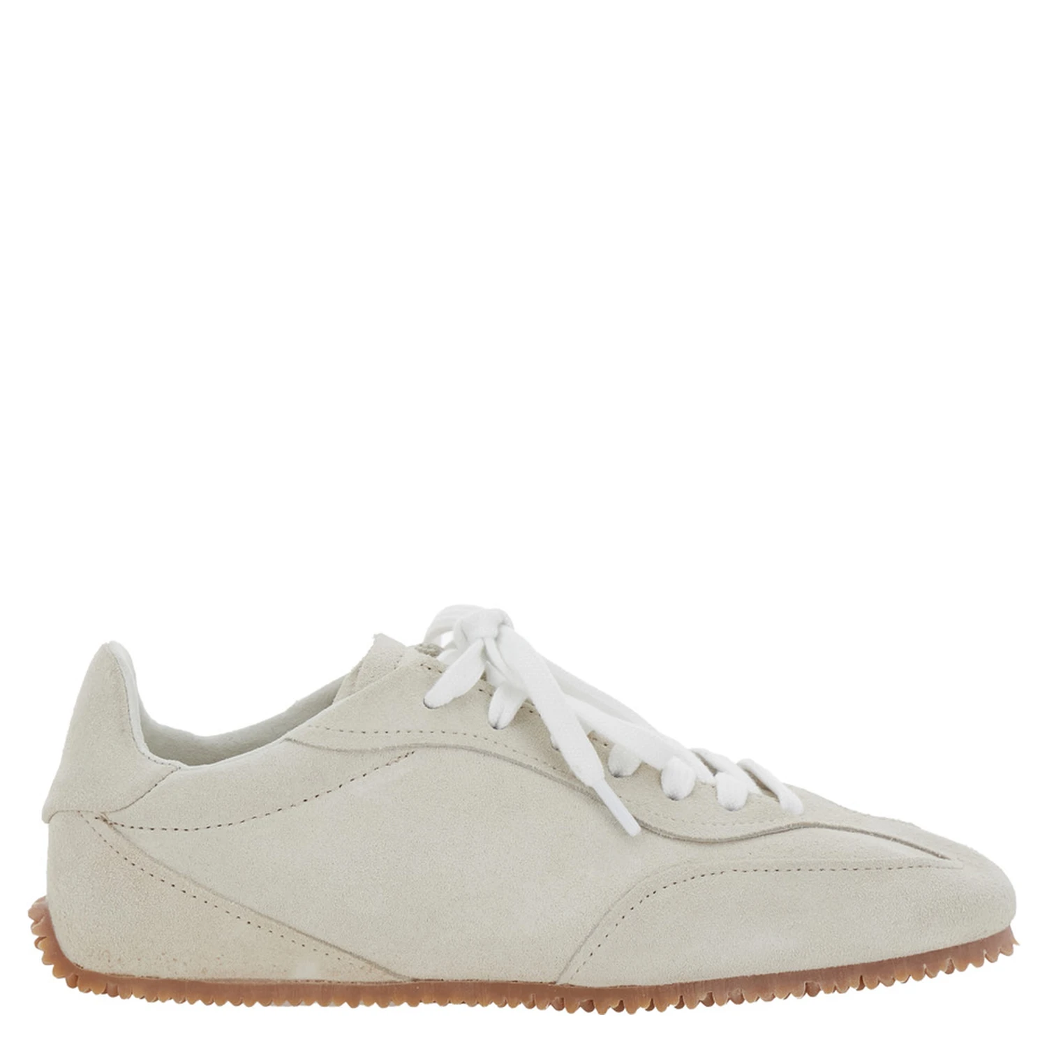 Daze Runner Beige Sneaker with Logo on the Tongue and Grooved Sole in Suede Woman