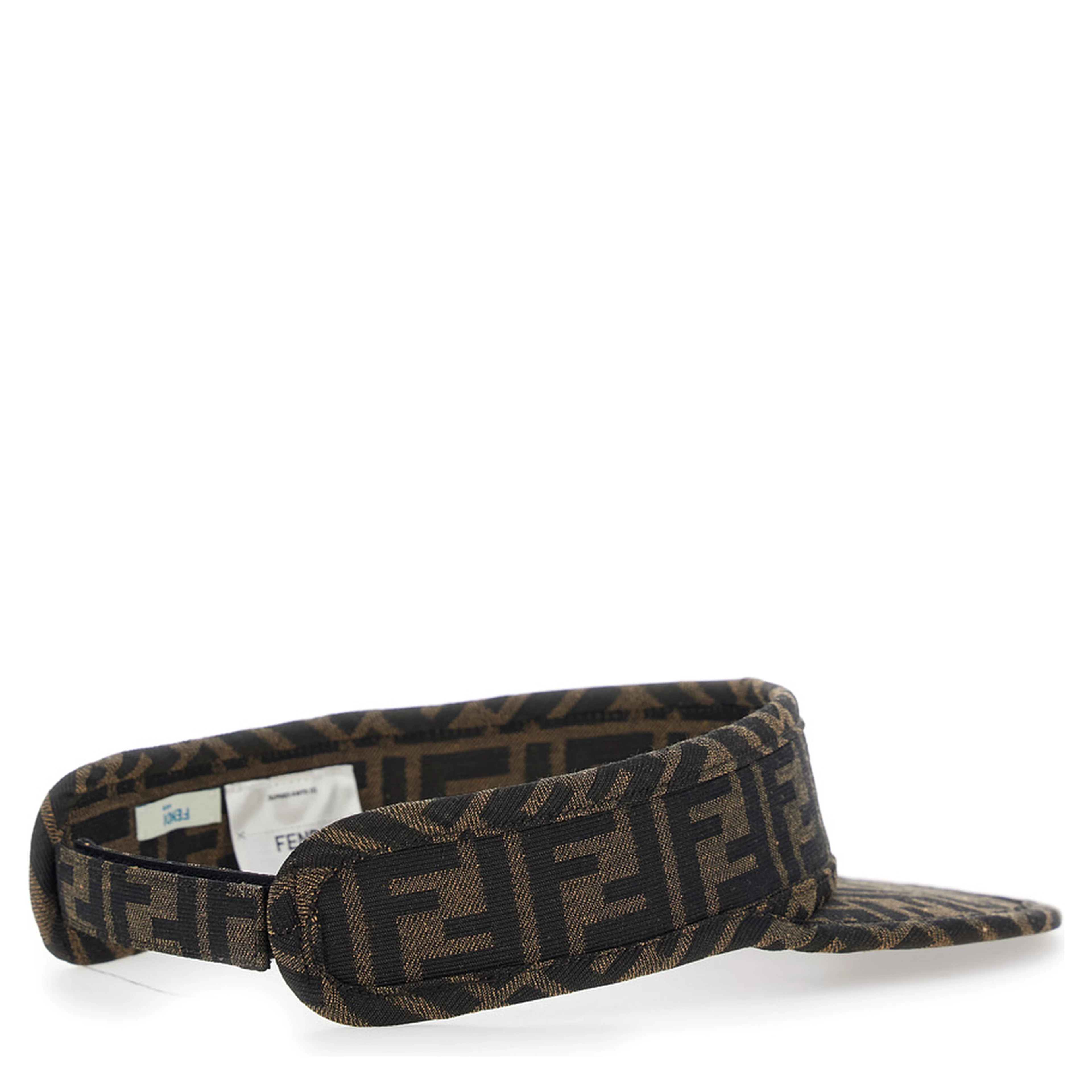 FF Visor with All-Over FF Motif and Logo Lettering on the Front in Brown Cotton Blend for Kids