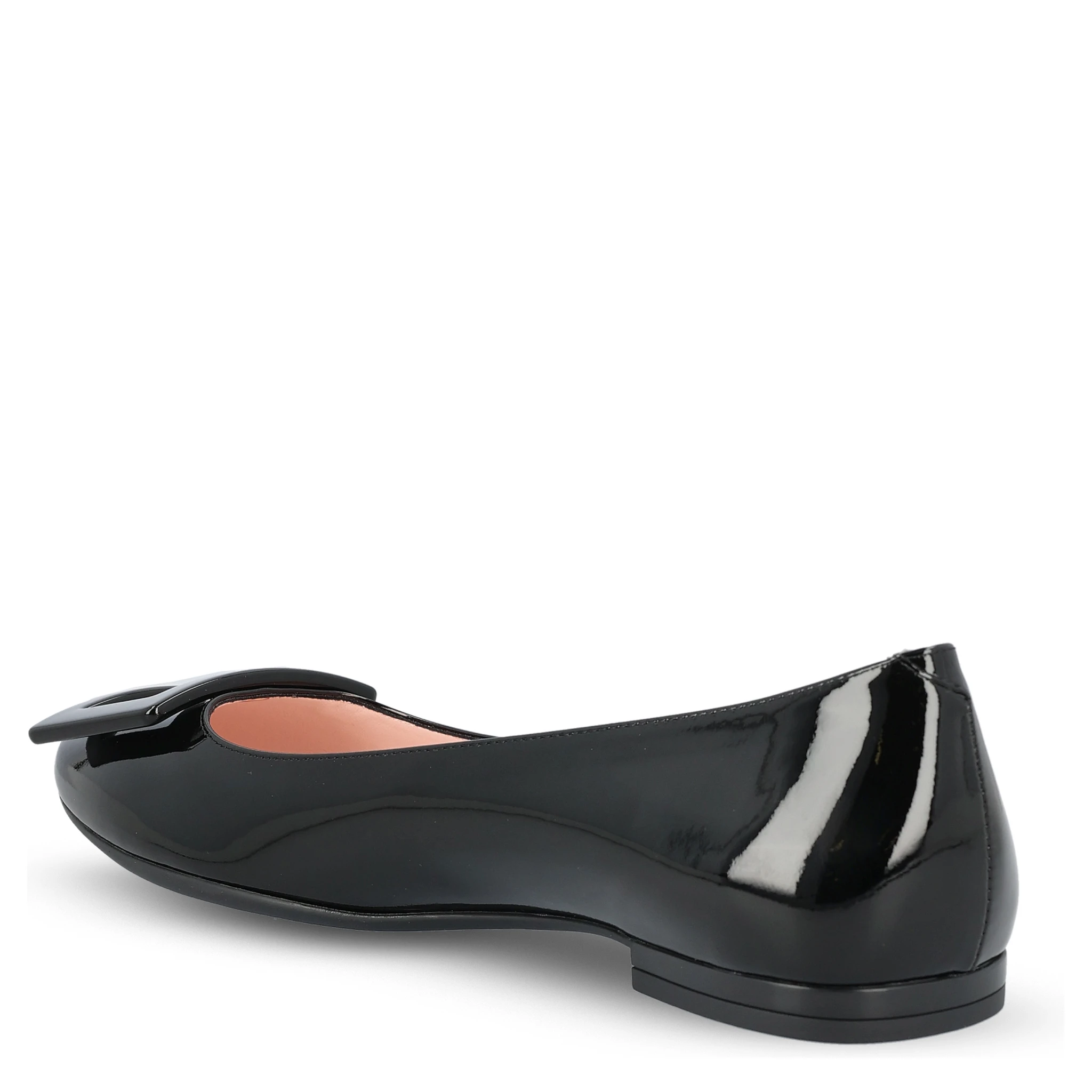 Buckle-plaque Leather Ballet Flats With Pointed Toe In Black