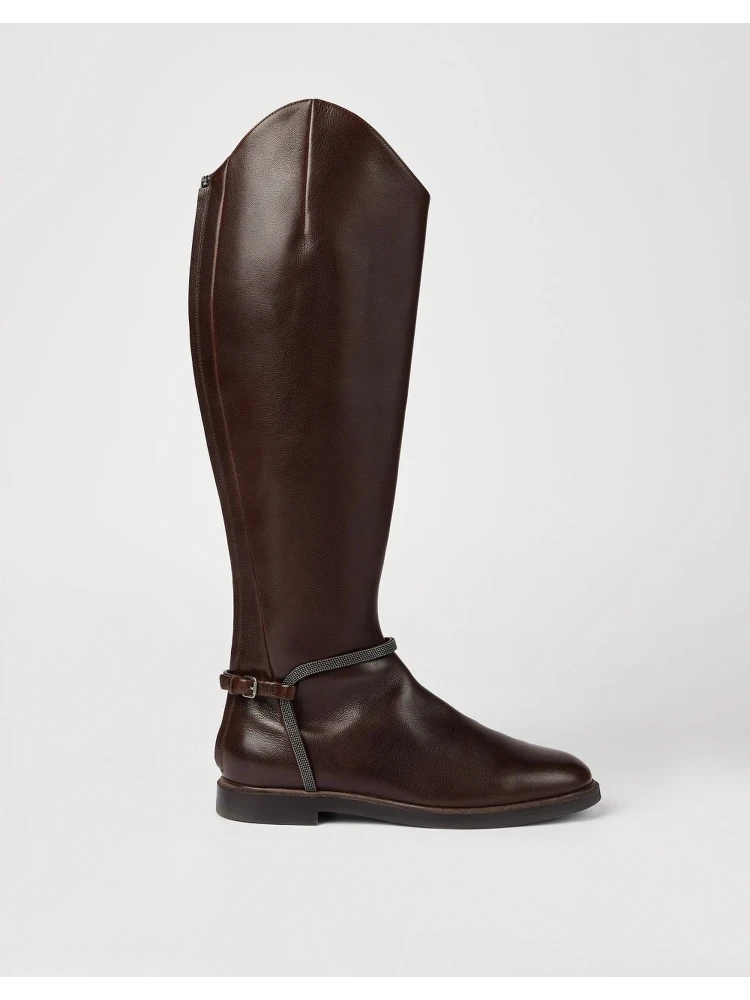 High boots in leather with Precious Spurs
