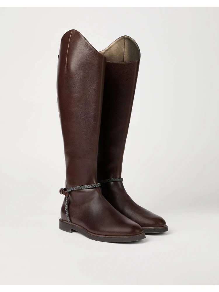 High boots in leather with Precious Spurs alternative