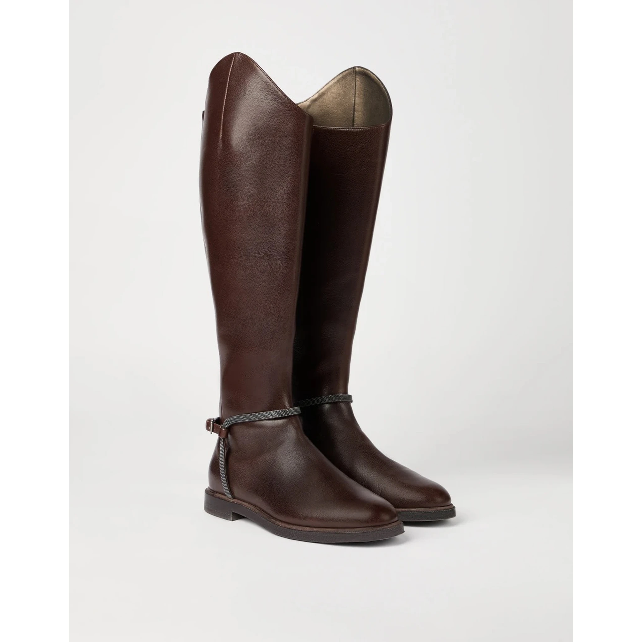 High boots in leather with Precious Spurs