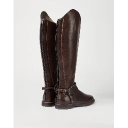 High boots in leather with Precious Spurs
