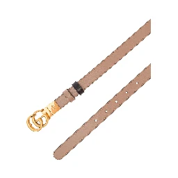 Pink and Black Reversible Belt with GG Logo and Aged-gold Hardware in Leather Woman