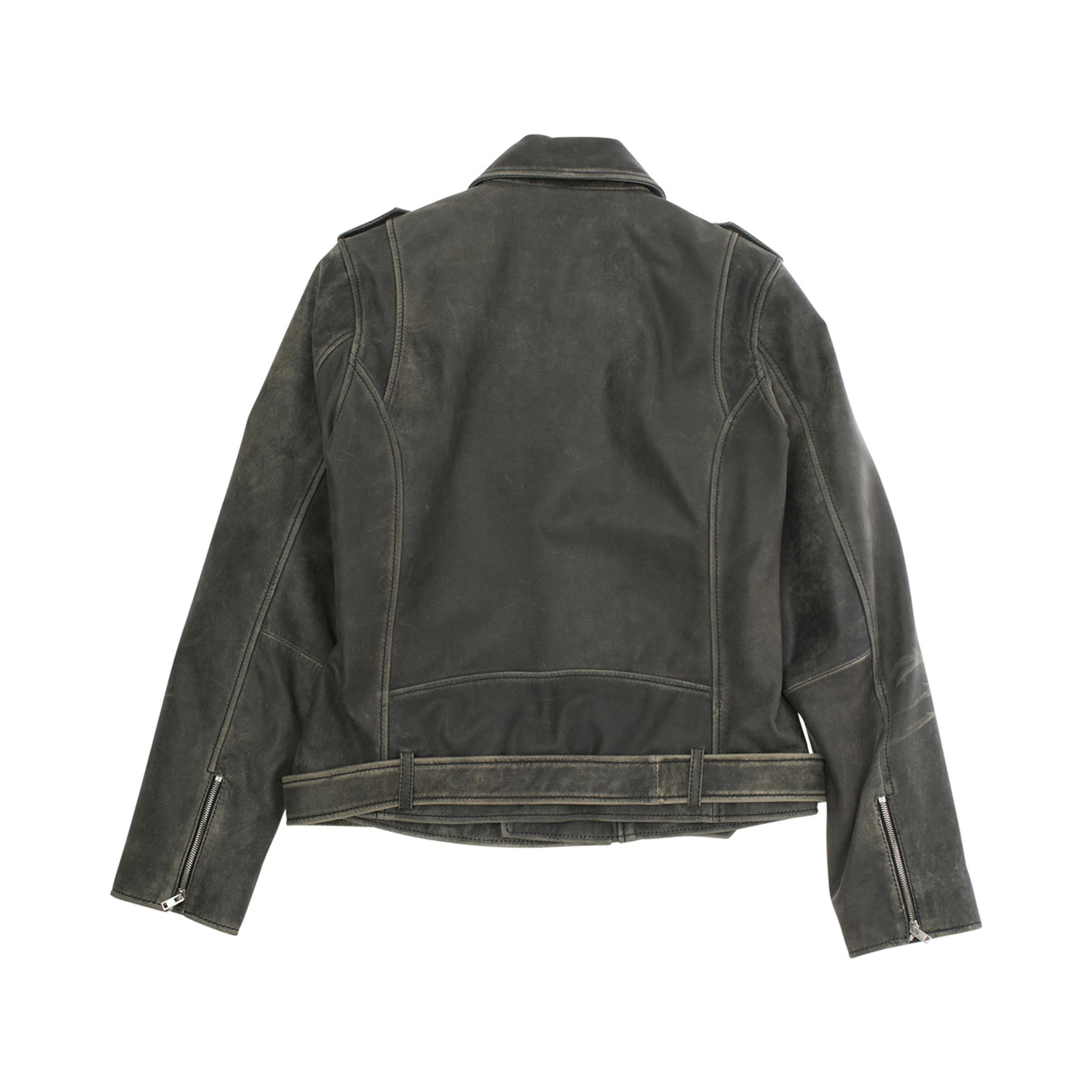 Black Jacket with Distressed Effect and Logo on Front in Leather Boy