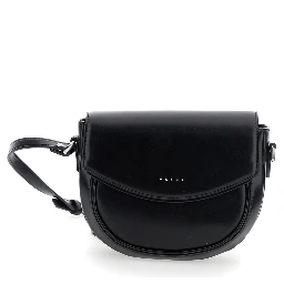 Smile Black Shoulder Bag with Engraved Logo on the Front in Ecoleather Girl
