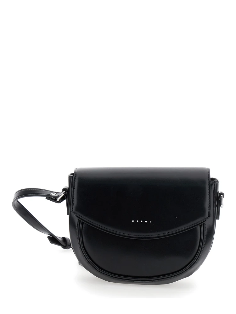 Smile Black Shoulder Bag with Engraved Logo on the Front in Ecoleather Girl