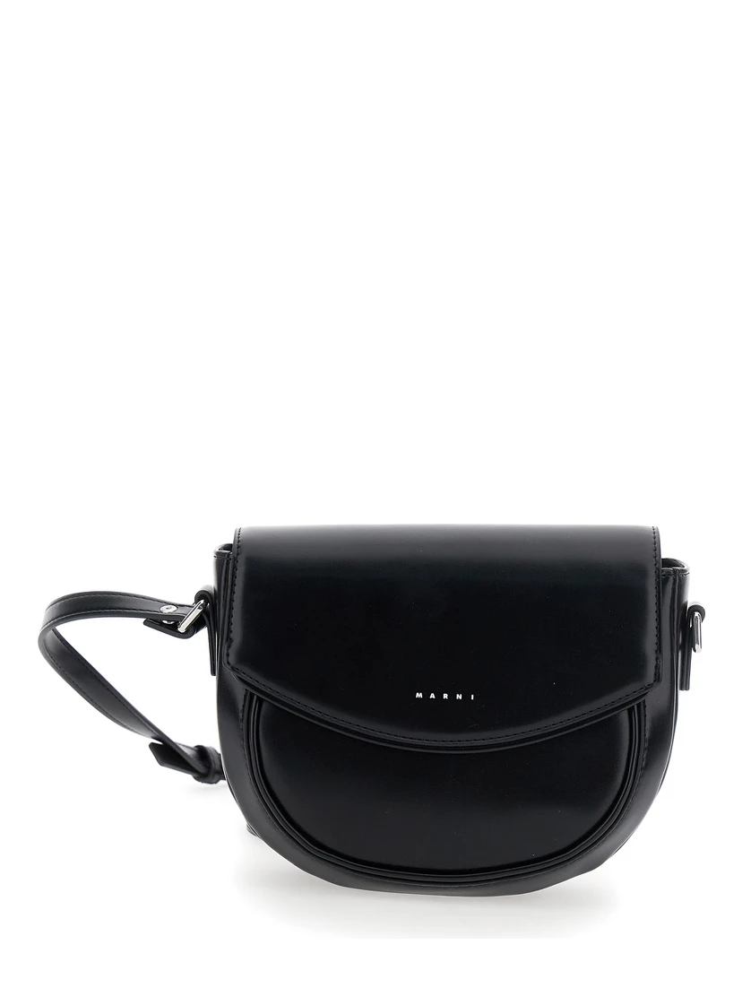 Smile Black Shoulder Bag with Engraved Logo on the Front in Ecoleather Girl