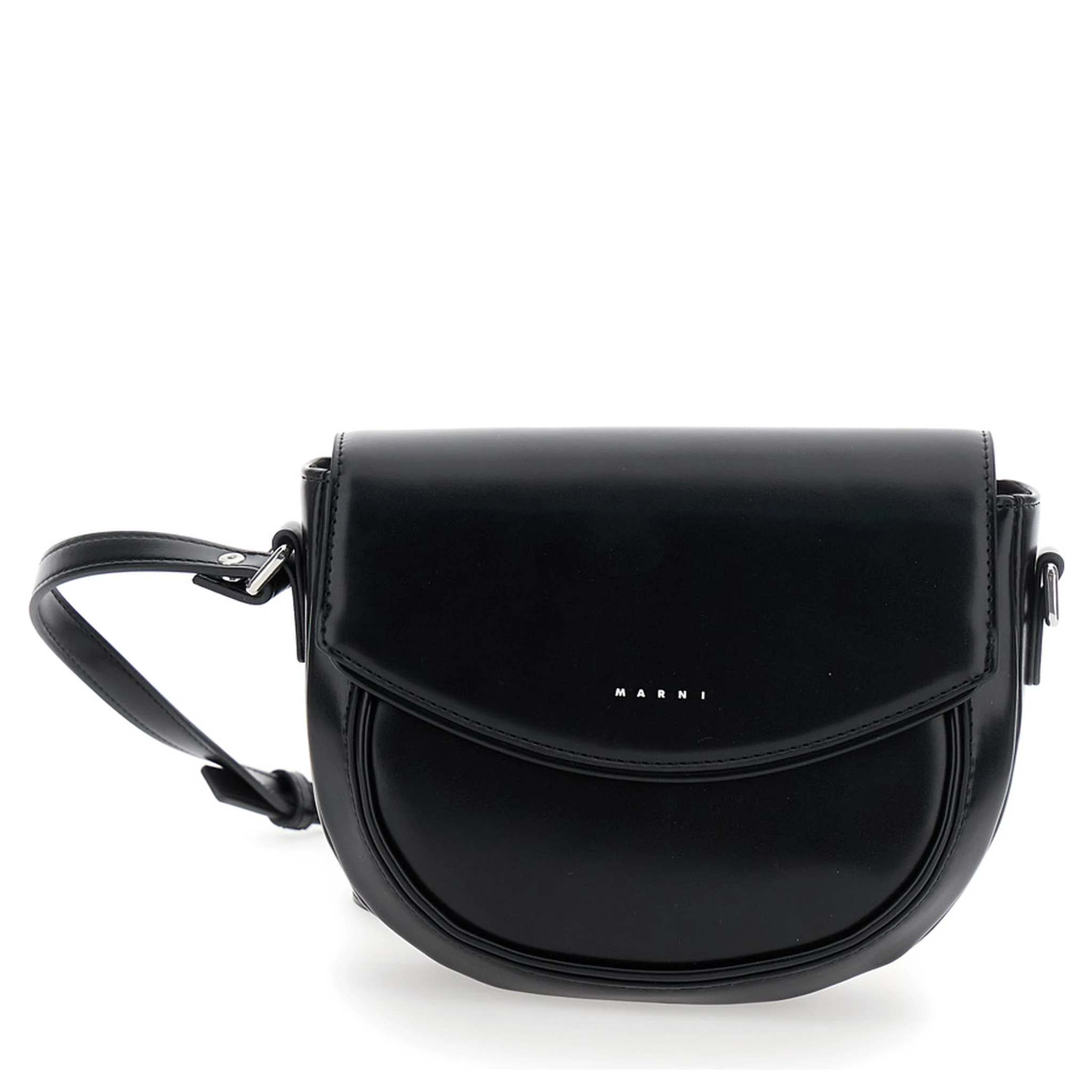 Smile Black Shoulder Bag with Engraved Logo on the Front in Ecoleather Girl