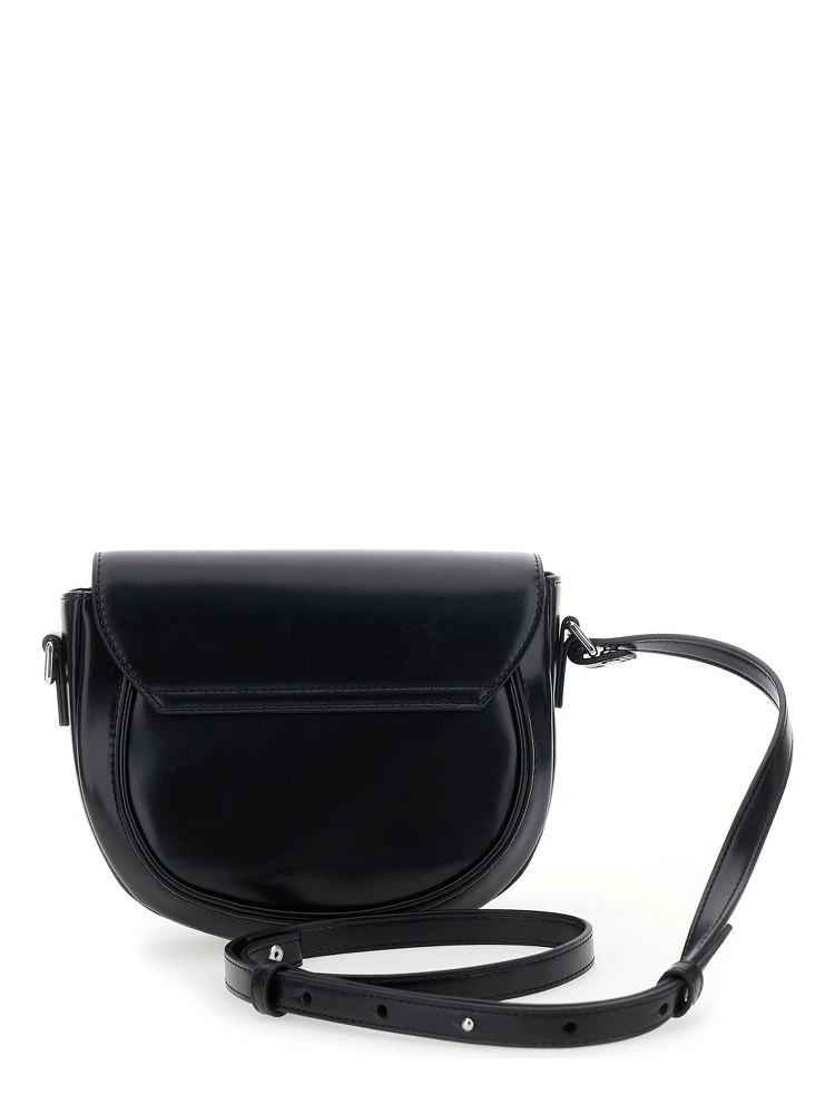 Smile Black Shoulder Bag with Engraved Logo on the Front in Ecoleather Girl alternative