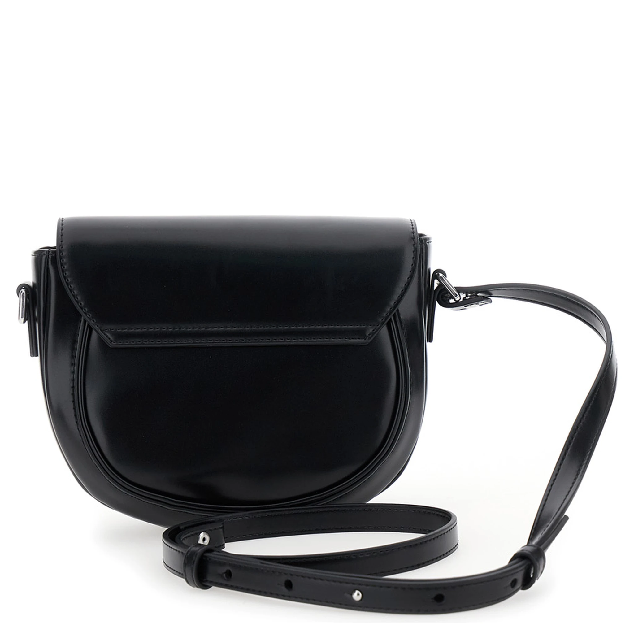 Smile Black Shoulder Bag with Engraved Logo on the Front in Ecoleather Girl