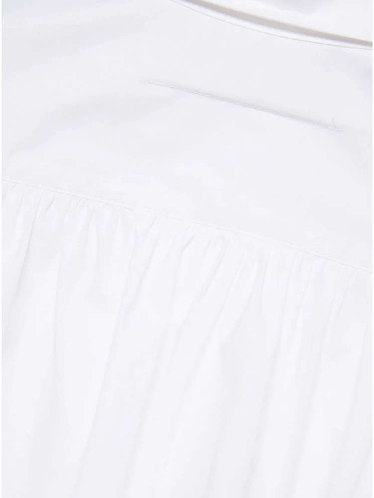 White Shirt with Classic Collar and Tonal Logo Patch in Cotton Boy alternative